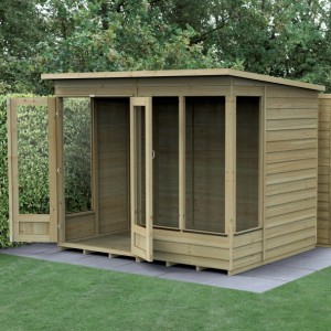 4Life Overlap Pressure Treated 8 x 6 Double Door Pent Summerhouse